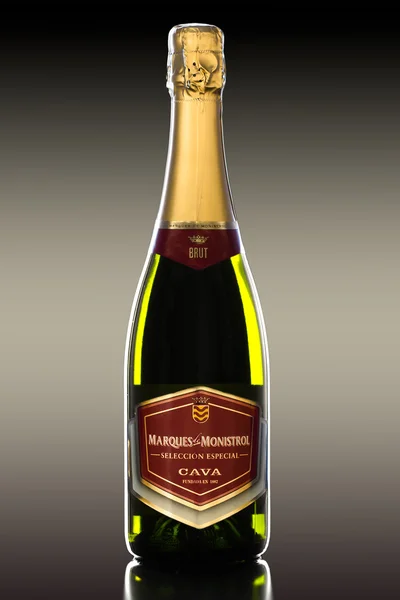 瓶的香槟 marques de 曼尼斯图 — 图库照片