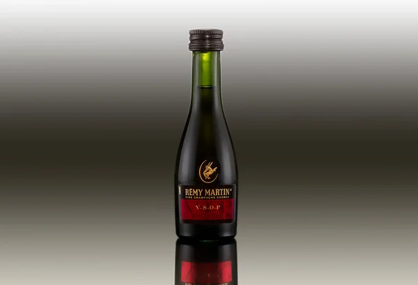 Miniature bottle of Remy Martin Cognac — Stock Photo, Image