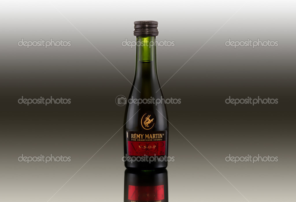 Miniature bottle of Remy Martin Cognac Stock Editorial Photo