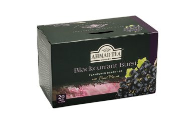 Ahmet çay blackcurrant beyaz üzerinde veri bloğu.