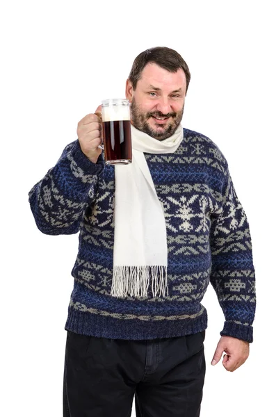 Γενειοφόρος άνδρας προσκαλεί σε μια γιορτή μπύρας — Φωτογραφία Αρχείου