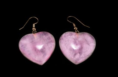 Çift rose kuvars küpe üzerinde sarı earwires