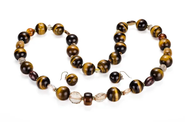 Tiger eye collar with earrings — Stock Photo, Image