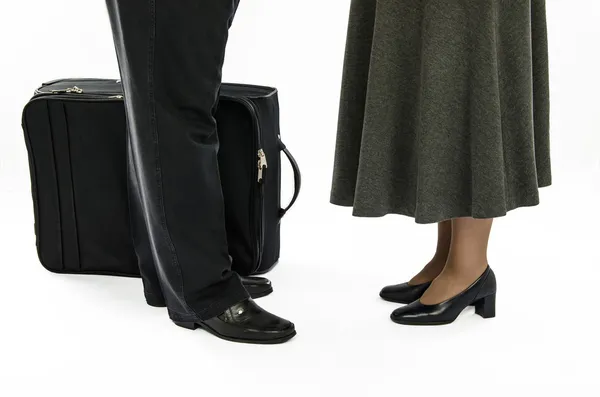 Man and a woman saying goodbye — Stock Photo, Image