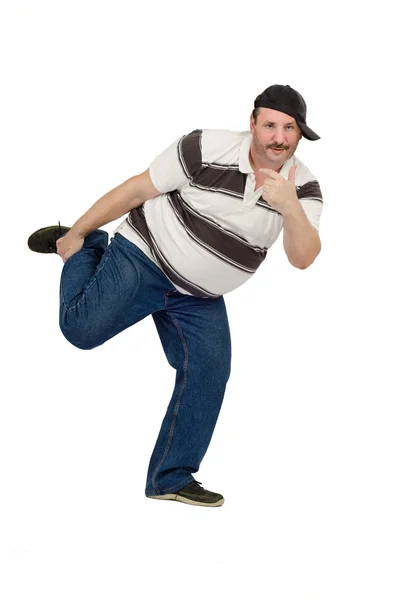 Funny dancing middle aged rapper — Stock Photo, Image