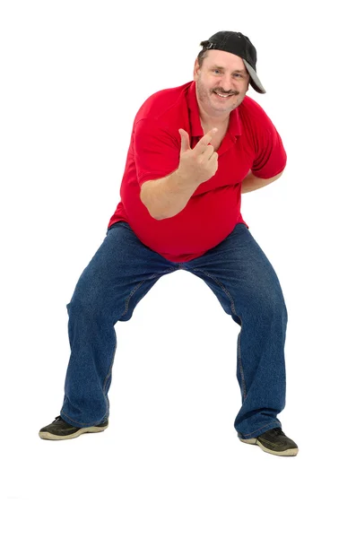 Fat mature guy tries to dance rap — Stock Photo, Image