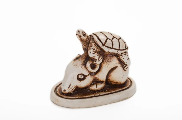 Carved turtle on rat netsuke — Stock Photo, Image
