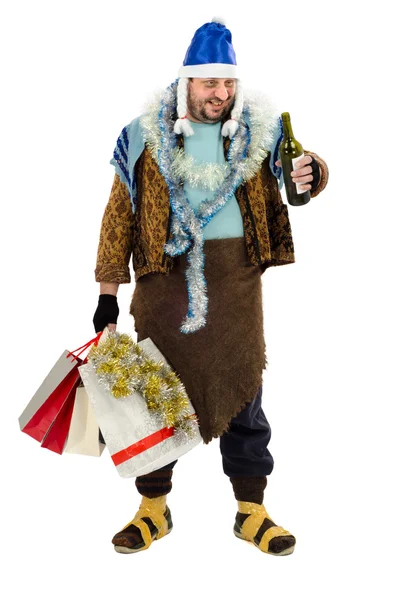 Drunkard Snow Maiden in Xmas sale — Stock Photo, Image