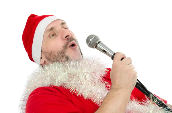 Happy Santa sings jingle bells — Stock Photo, Image