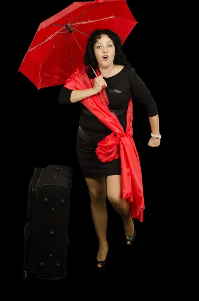 Red black mature woman having fun — Stock Photo, Image