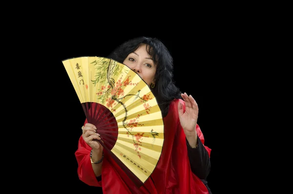 Actress fanning herself a fan — Stock Photo, Image