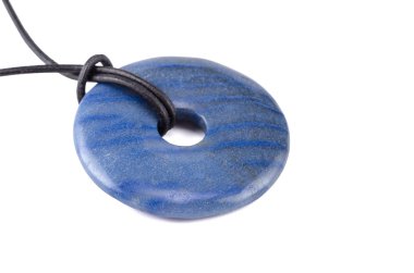 Dumortierite stone donut on leather string clipart