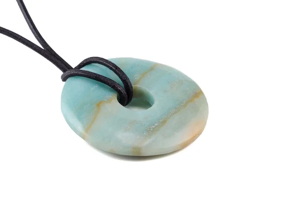 Amazonite donut on leather string — Stock Photo, Image