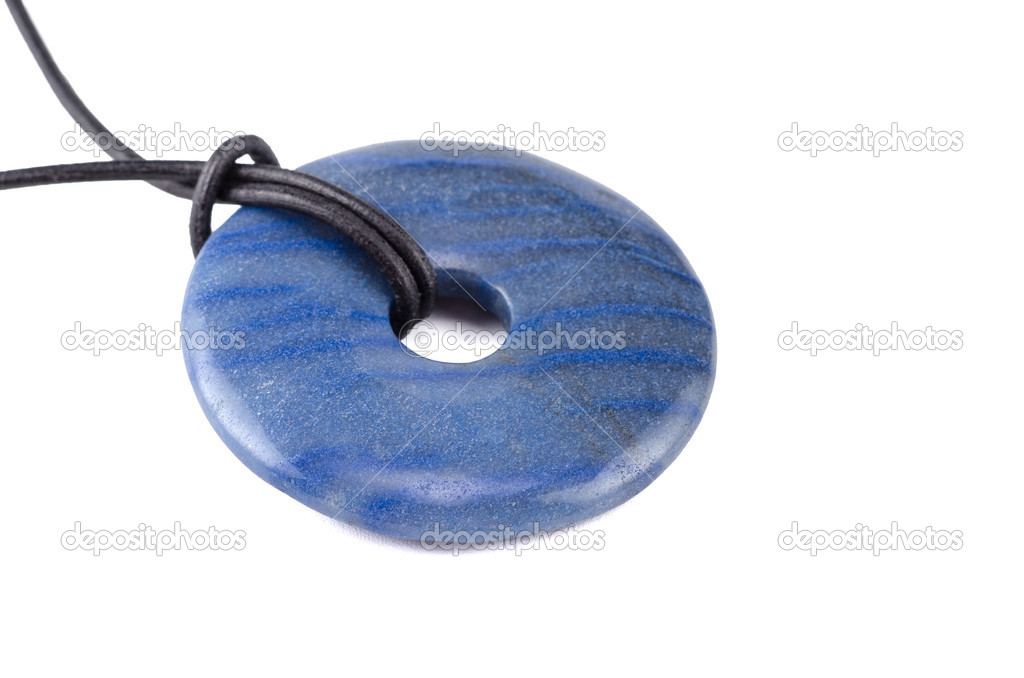 Dumortierite stone donut on leather string