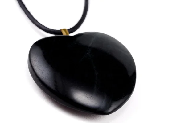 Coeur agate noir avec ficelle en cuir — Photo