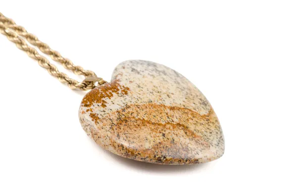 Picture jasper heart with golden chain — Stock Photo, Image