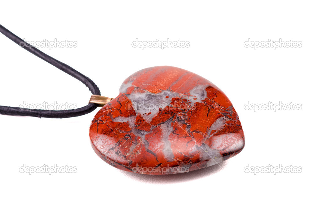 Breciated jasper heart with leather string
