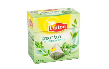 Lipton green tea Intense Mint 20 tea bags in box clipart