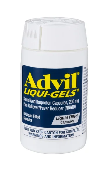 Advil Liqui-Gel 80 capsule su bianco — Foto Stock