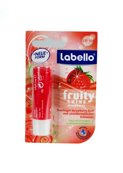 Labello fruitige glans aardbei voor lippen — Stockfoto