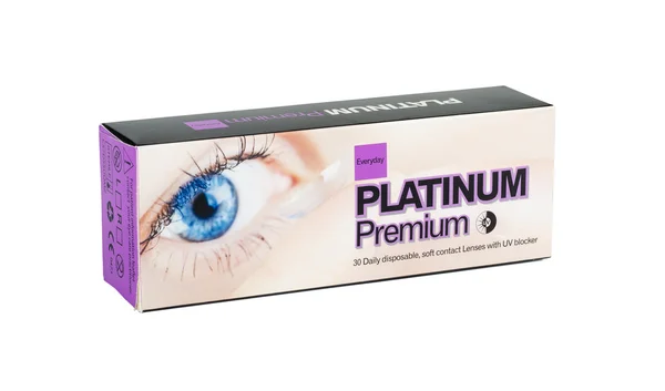Platinum premium mjuka kontaktlinser box — Stockfoto