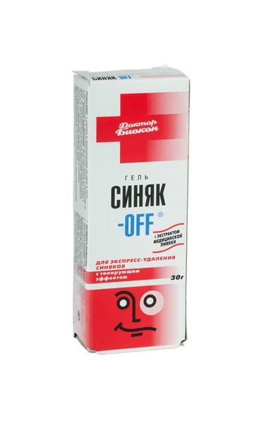 Syniak Off é um gel de remédio herbal para alívio de hematomas em russo — Fotografia de Stock
