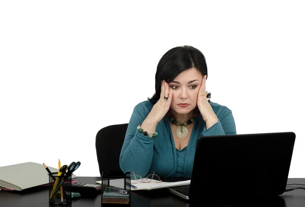 Shocked business lady by internet news — Stock Photo, Image