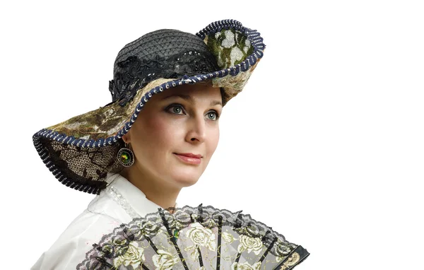 Romantik yetişkin kadın vintage şapkalı — Stok fotoğraf