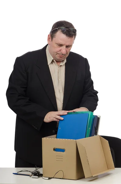 Mature man having lost his job in accounting office — Stock Photo, Image