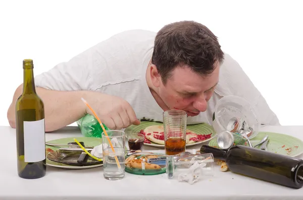 Hangover among leftovers — Stock Photo, Image