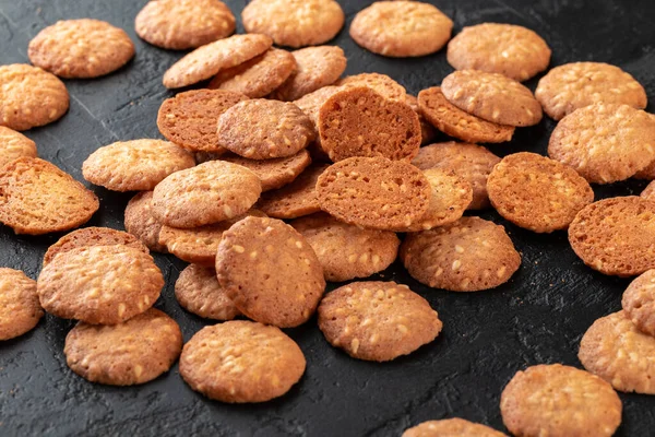 Zdravá Výživa Domácí Organické Energie Cookies Černém Břidlicovém Kameni Pozadí — Stock fotografie