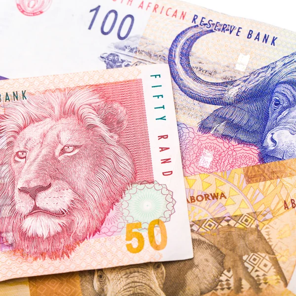 南非货币兰特孤立的 20 50 100 白背 — 图库照片