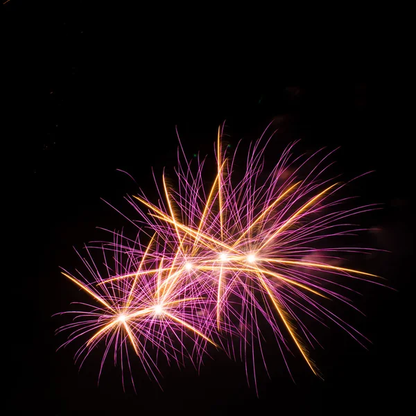 Fuegos artificiales de colores sobre el fondo del cielo oscuro —  Fotos de Stock