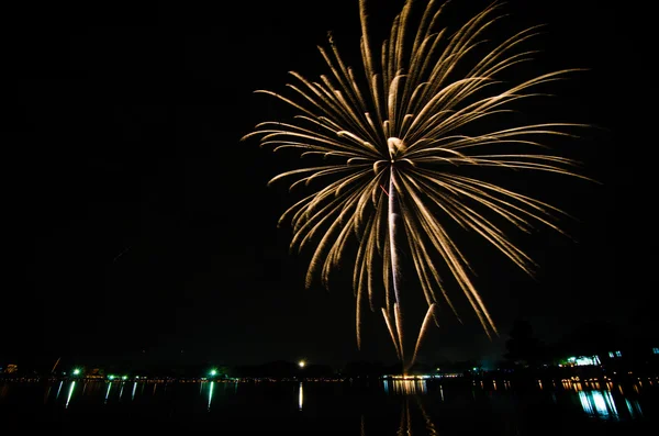 Colorful fireworks over dark sky — Stock Photo, Image