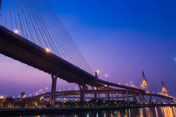 Puente Rama 9 por la noche — Foto de Stock
