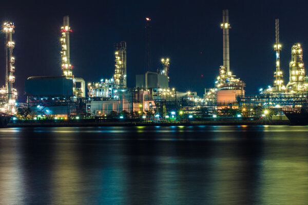Oil refinery at night, Thailand