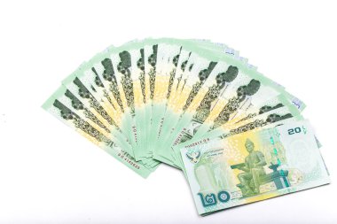 Tayland para 20 baht beyaz zemin üzerine izole
