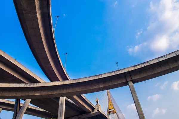 Concrete highway overpass Bhumibol Bridge in Thailand — Stock Photo, Image