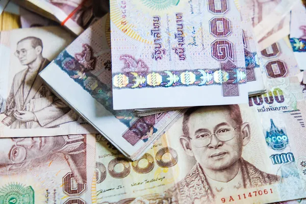 Fondo Nota Tailandesa Factura 1000 Baht Vista Superior Concepto Negocio — Foto de Stock
