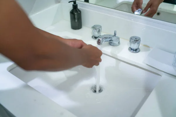 Lavage Des Mains Dans Bassin Hôtel Hygiène Soins Santé — Photo