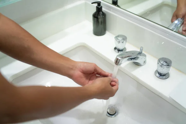 Lavage Des Mains Dans Bassin Hôtel Hygiène Soins Santé — Photo