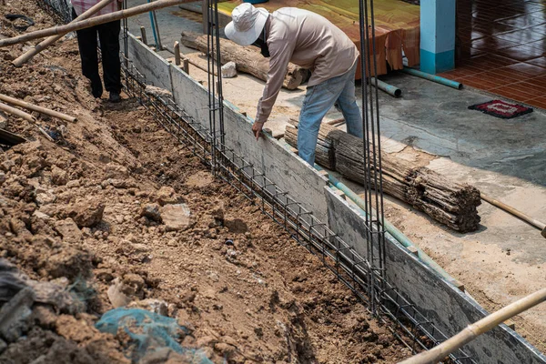 Enquete Concreto Cimento Canteiro Obras Construção Parede Novo Conceito Casa — Fotografia de Stock