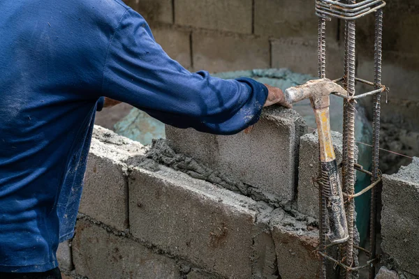 Enquete Concreto Cimento Canteiro Obras Construção Parede Novo Conceito Casa — Fotografia de Stock