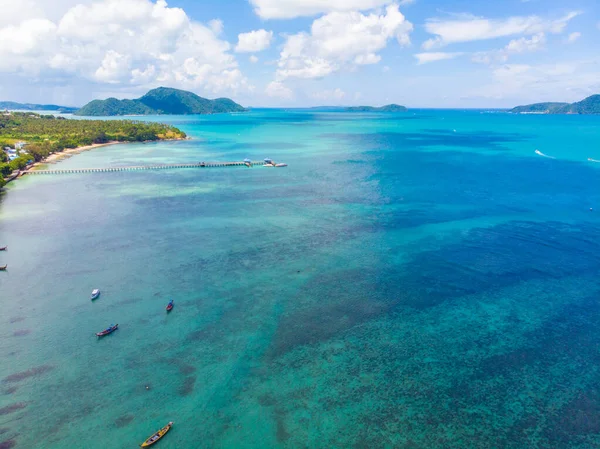 Sea White Sand Beach Turquoise Sea Water Aerial View Phuket — Stock Photo, Image