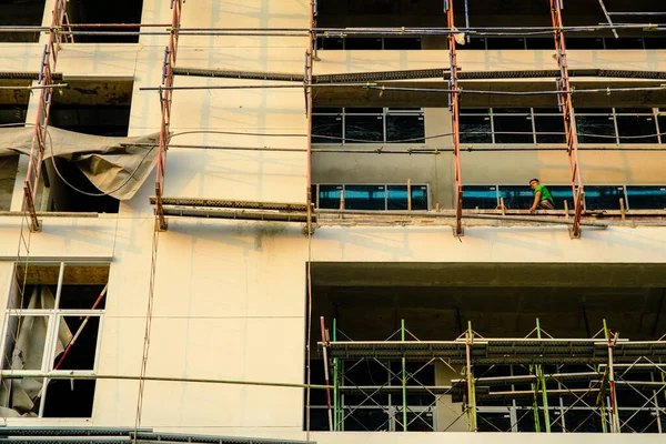 Site Construction Fenêtre Verre Immeuble Bureaux Moderne Immeuble Grande Hauteur — Photo