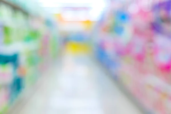 Abstrato Negócio Borrado Prateleira Supermercado Venda Bens Coloridos Loja Hipermercado — Fotografia de Stock