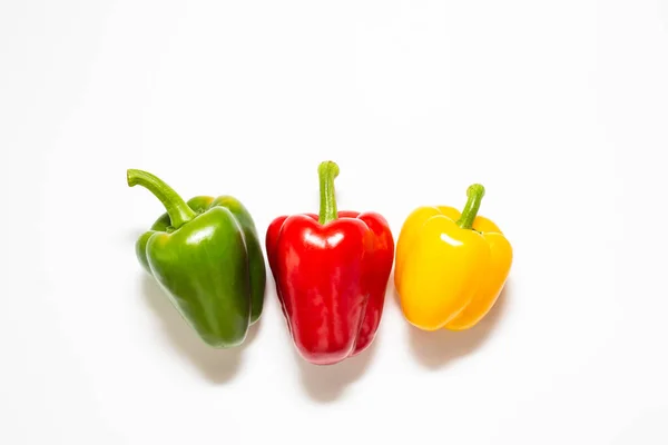 Set Von Bunten Grünen Gelben Und Roten Süßen Chilischoten Auf — Stockfoto