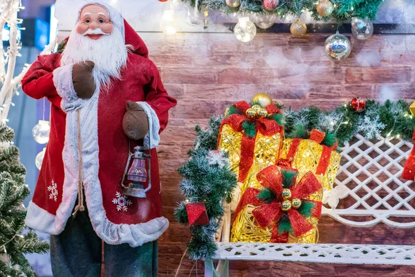 Weihnachten Geschenk Box Gruppe Christbaumschmuck Fröhlich Weihnachten Hintergrund — Stockfoto