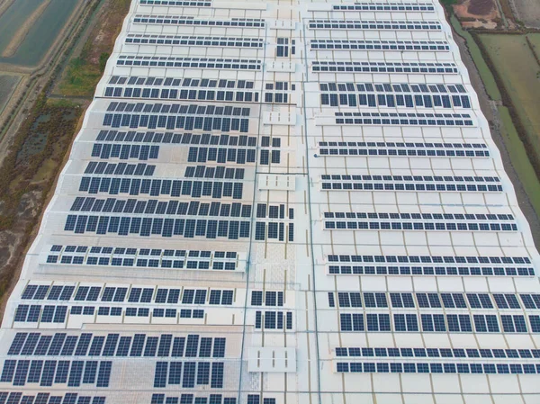 Solární Článek Elektrické Energie Tovární Střešní Technologie Čistý Výkon — Stock fotografie