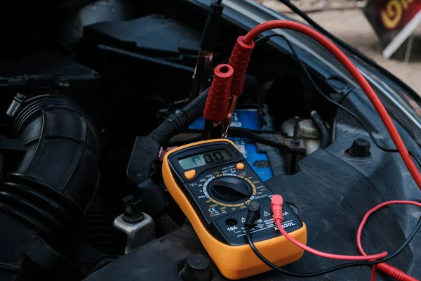 Battery car check with electric meter mechnic diagnostic